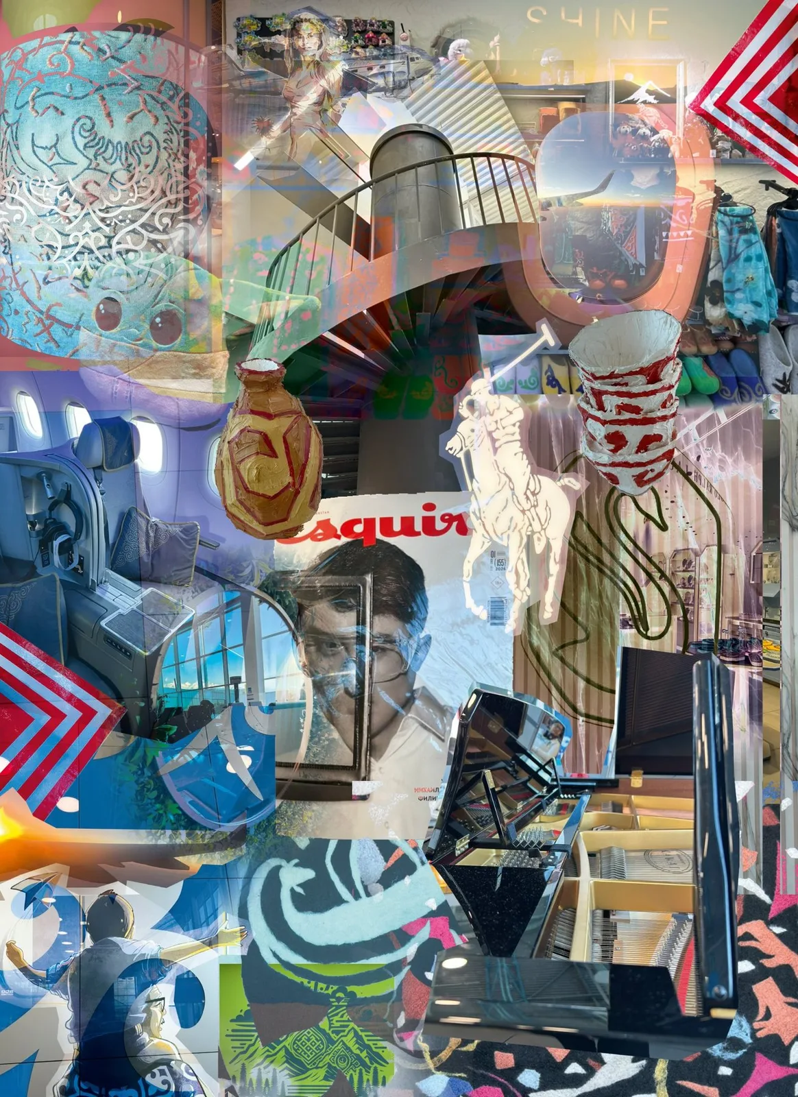 Mixed media art collage, Almaty