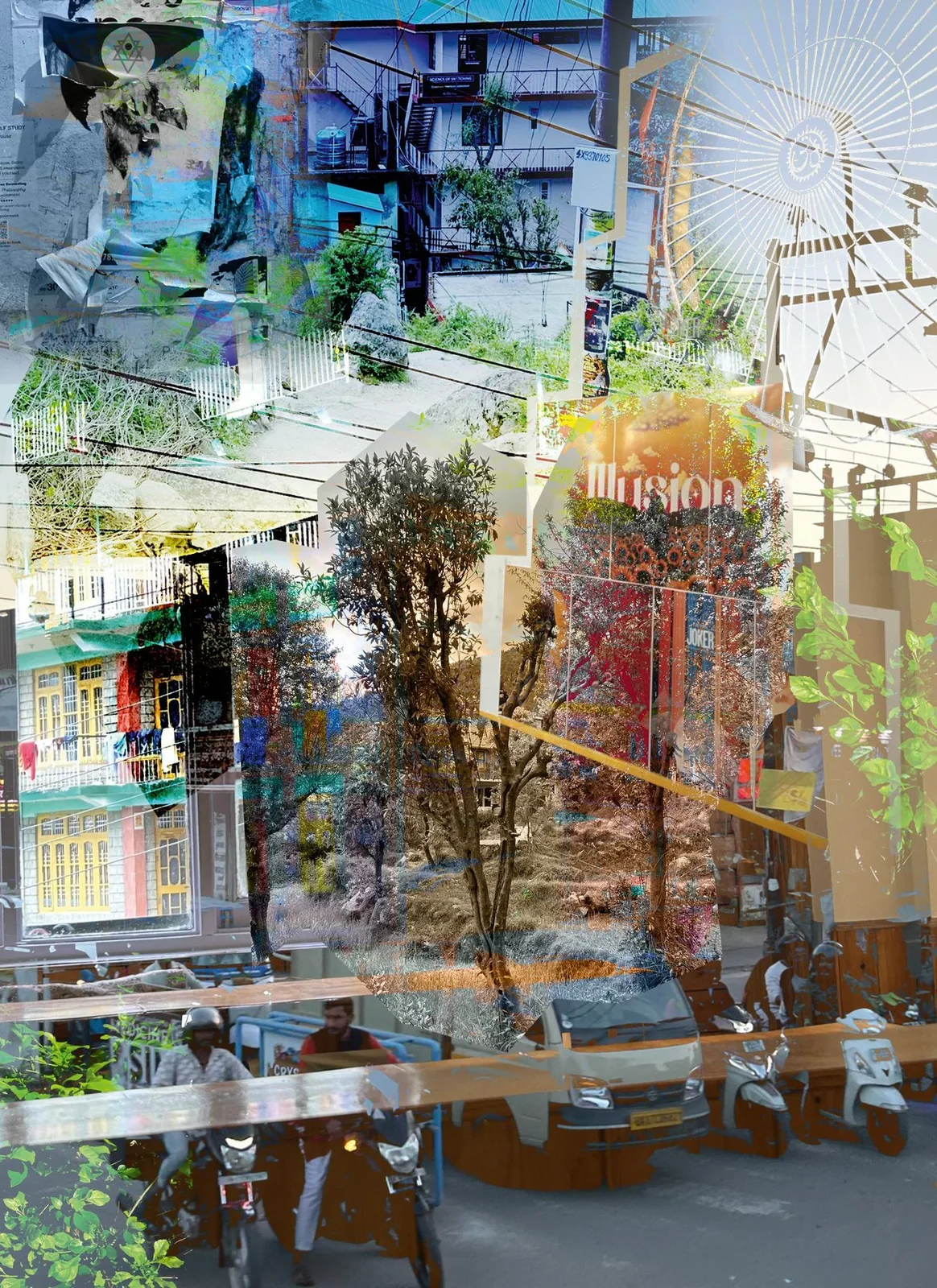 Mixed media art collage, Dharamshala