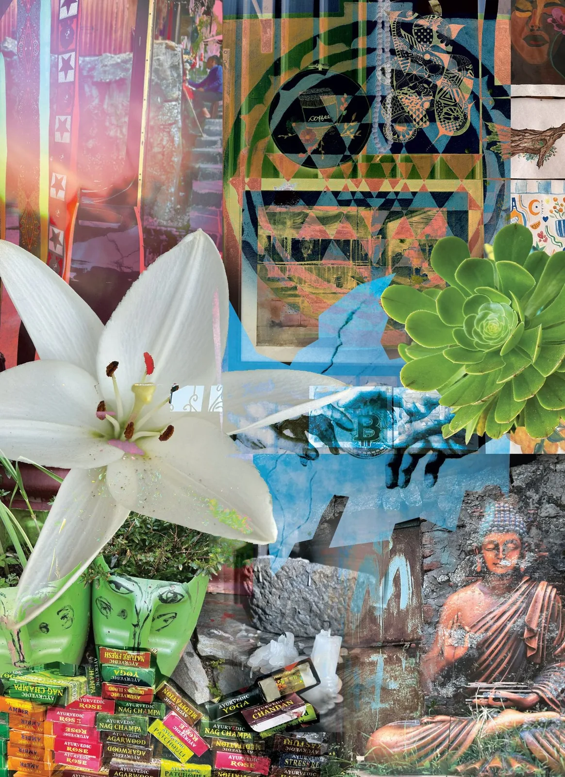 Mixed media art collage, Dharamshala