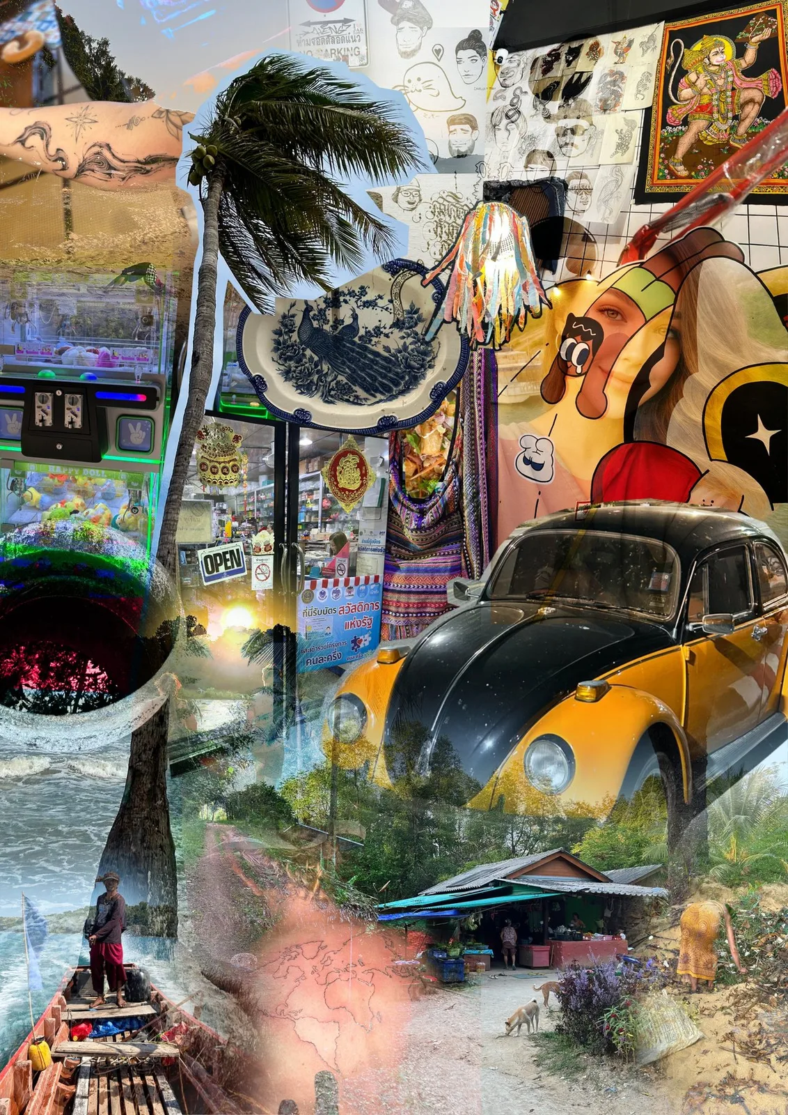 Mixed media art collage, Koh Chang