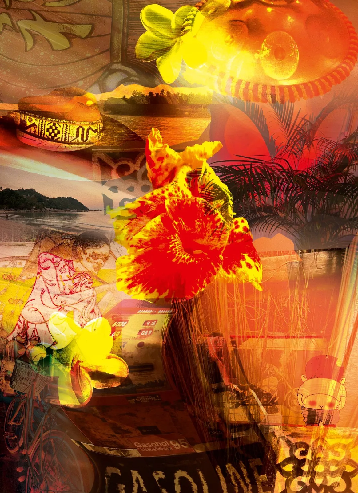 Mixed media art collage, Koh Phangan