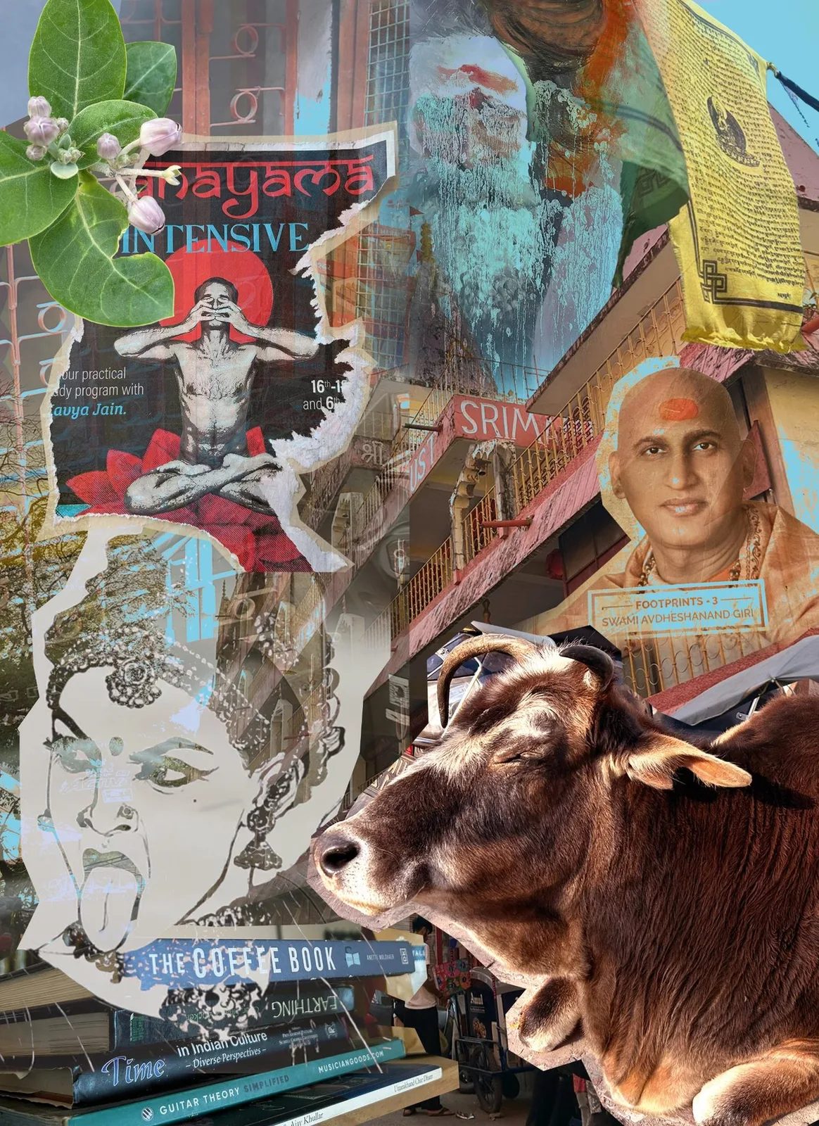 Mixed media art collage, Rishikesh