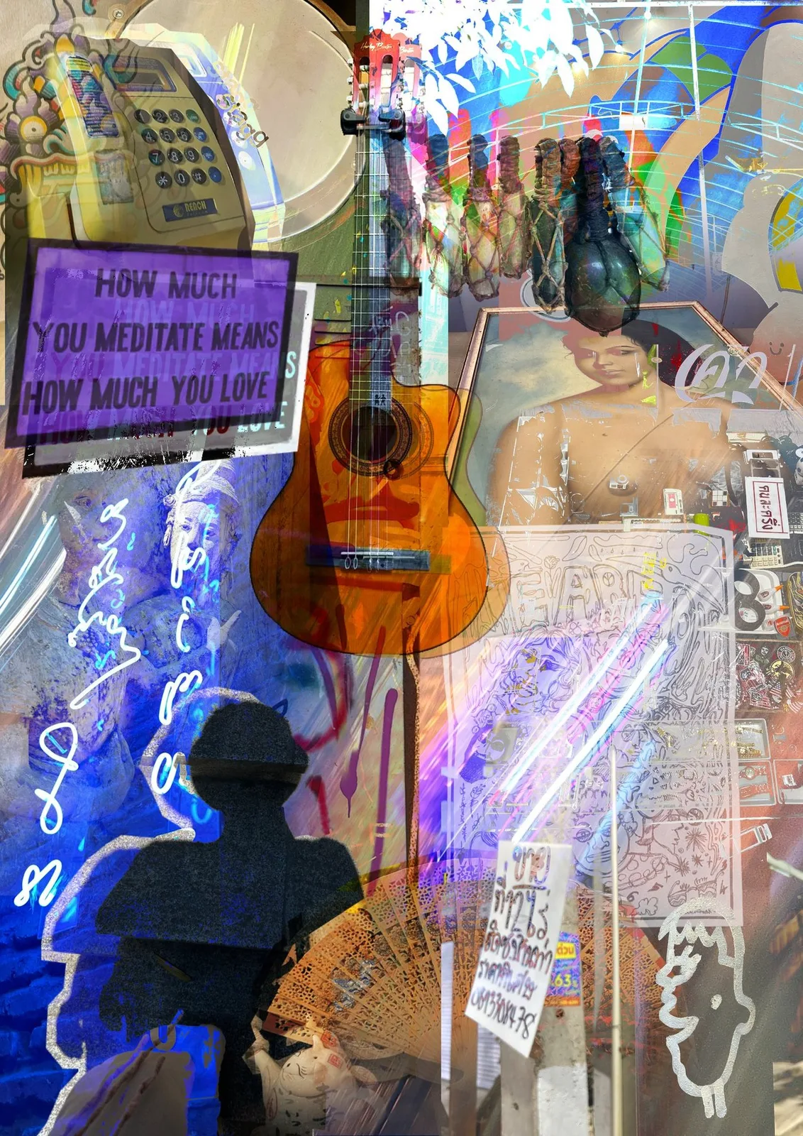Mixed media art collage, Tbilisi — Color Edition
