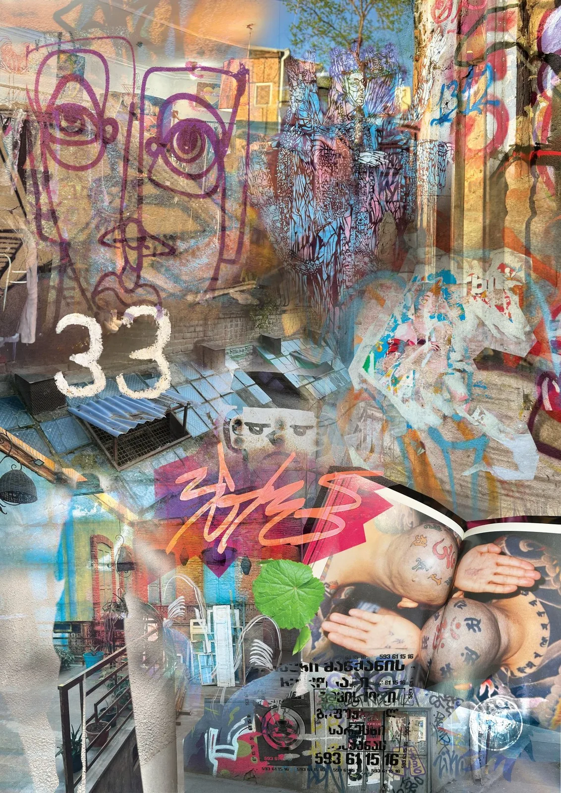 Mixed media art collage, Tbilisi