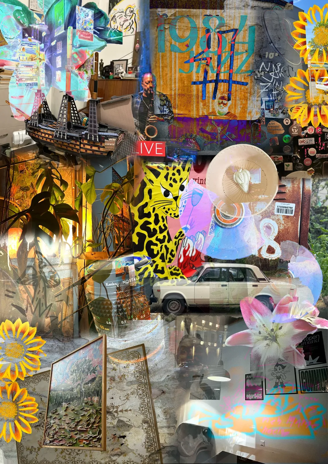 Mixed media art collage, Tbilisi