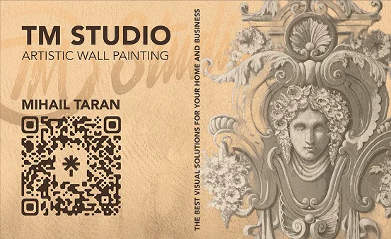 TM Studio business card back, mountain artwork