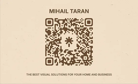 TM Studio business card back, leather logo
