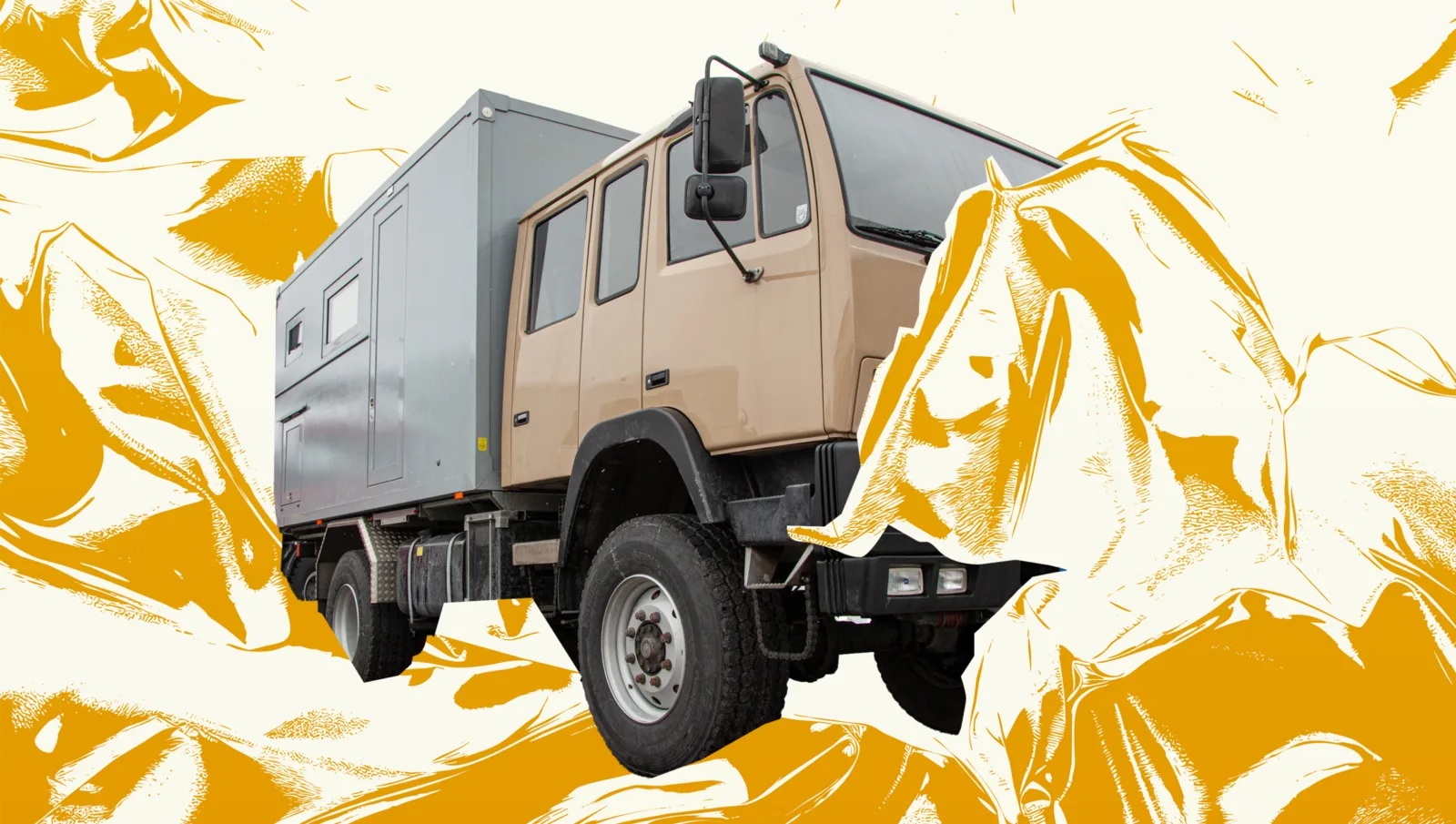 Overlanding expedition truck collage